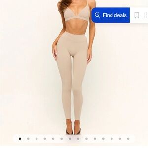 Women's Beige High-Waisted Leggings